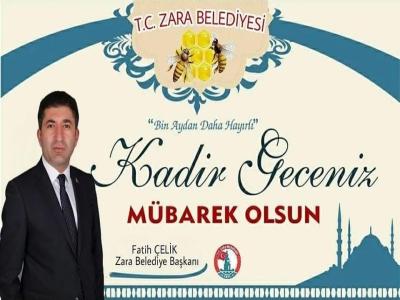 Belediye Başkanımız Fatih Çelik, Kadir Gecesi münasebetiyle bir mesaj yayınladı.
